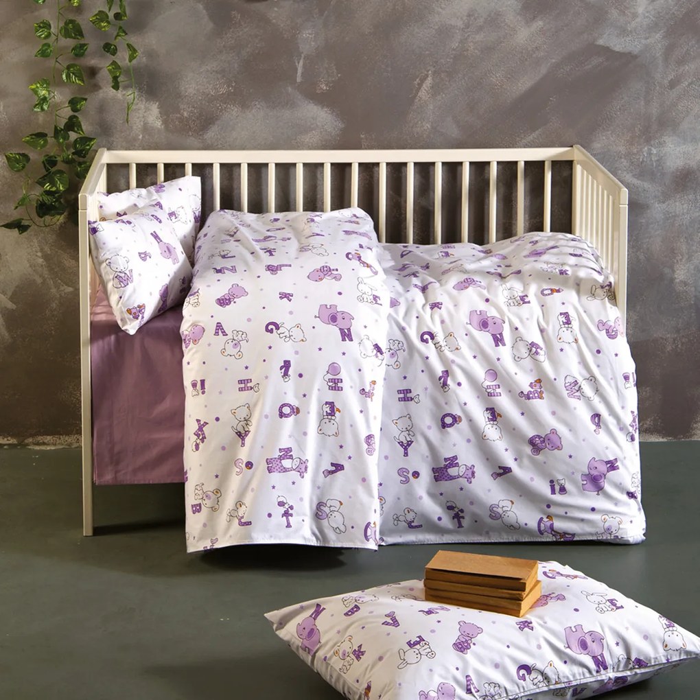 Σεντόνια Κούνιας (Σετ) Sb Home Baby Alphabet Lilac