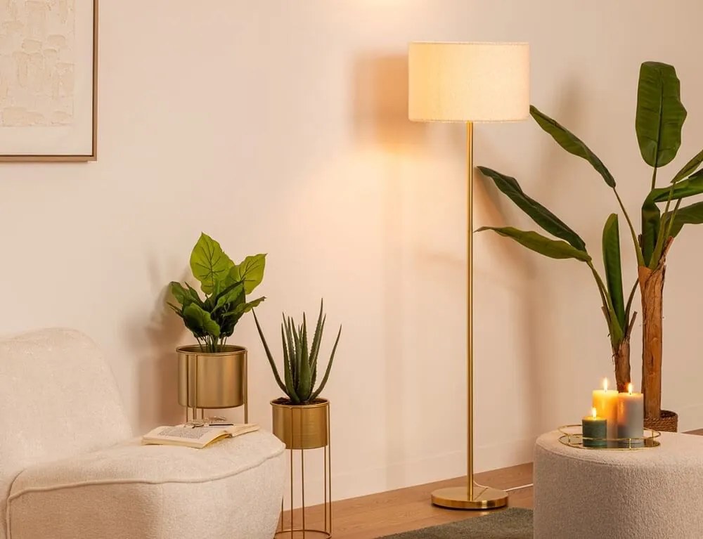 Επιδαπέδιο φωτιστικό Tina Atmosphera με λαμπτήρα Ε27 και διαστάσεις 37x37x150cm - Gold