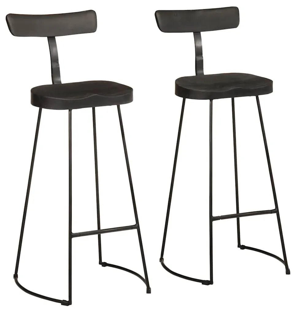 Bar Stools 2 τεμάχια Μαύρο 49x43x103 cm Στερεό ξύλο Mango 4013515