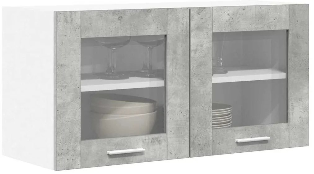 vidaXL Κρεμαστό ντουλάπι Riga Σκυρόδεμα Γκρι και Λευκό 80 x 31 x 40 εκ