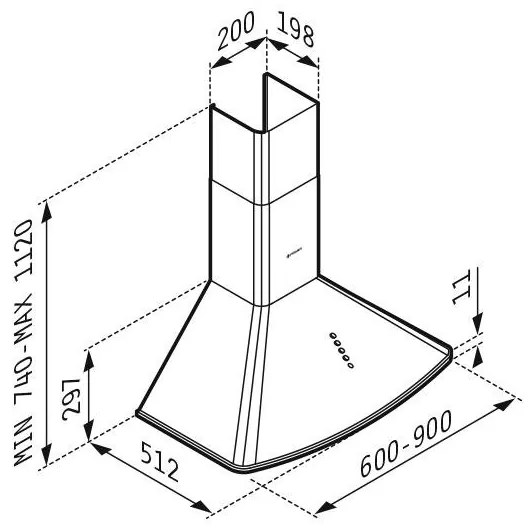 Απορροφητήρας Καμινάδα Οβάλ Pyramis 90 εκ.