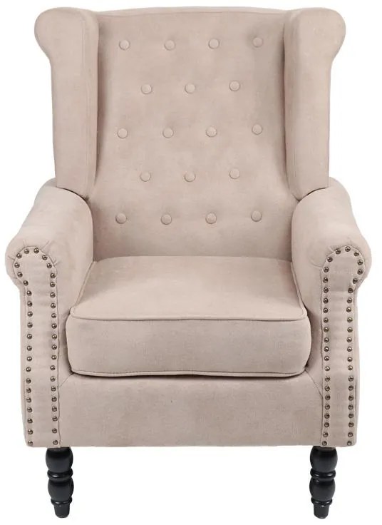 Πολυθρόνα Piore μπεζ ύφασμα και πόδι rubberwood σε μαύρη απόχρωση 77x80x106εκ 77x80x106 εκ.