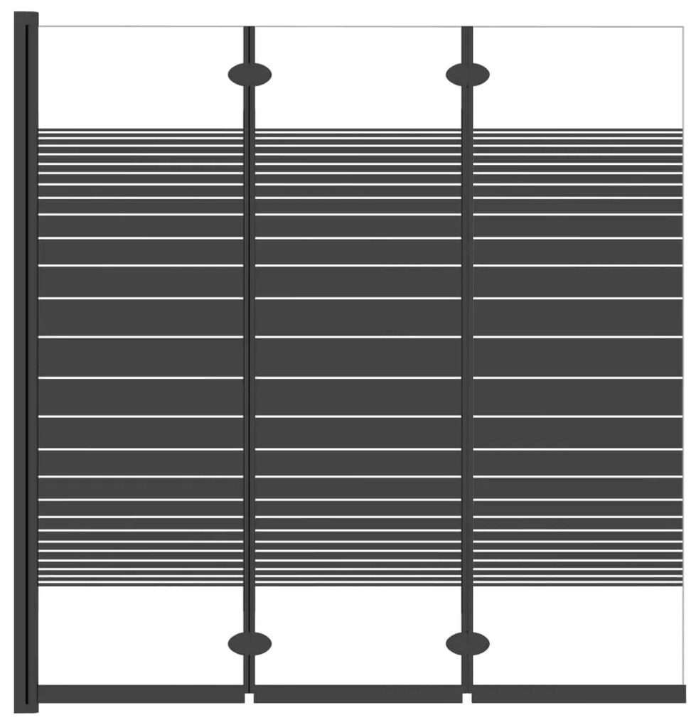vidaXL Πτυσσόμενη Καμπίνα Ντους με 3 Πάνελ Μαύρη 130x130 εκ. Γυαλί ESG