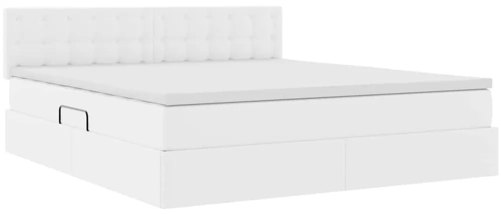 vidaXL Κρεβάτι με αποθηκευτικό χώρο και LED Καθαρό Λευκό 180 x 200 cm