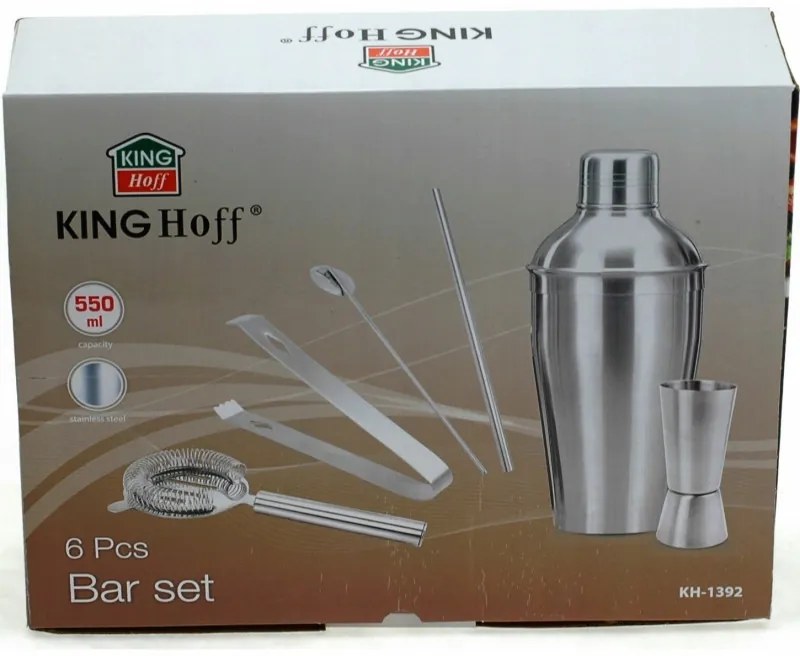 Σετ για Κοκτέιλ 6 τεμαχίων με Shaker Kinghoff KH 1392, Ανοξείδωτο Ατσάλι