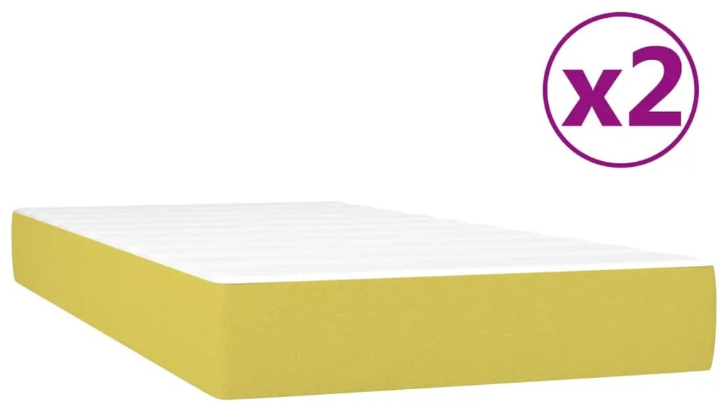 vidaXL Κρεβάτι Boxspring με Στρώμα Πράσινο 200x200 εκ. Υφασμάτινο