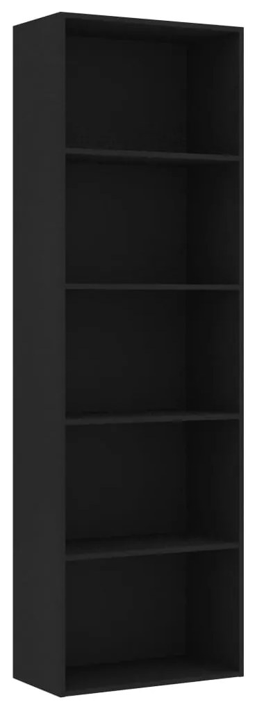 vidaXL Βιβλιοθήκη με 5 Ράφια Μαύρη 60 x 30 x 189 εκ. από Επεξ. Ξύλο