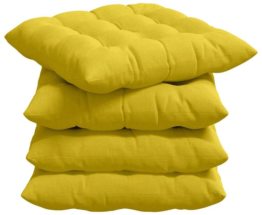 vidaXL Μαξιλάρια καθισμάτων 2 pcs Απαλό Κίτρινο 40 x 40 x 6 cm ύφασμα