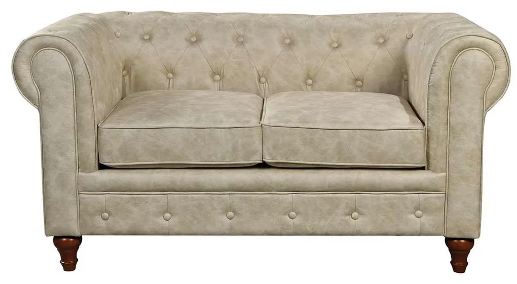 CHESTERFIELD Kαναπές 2Θέσιος Σαλονιού - Καθιστικού, Ύφασμα Απόχρωση Μπεζ 150x82x77cm