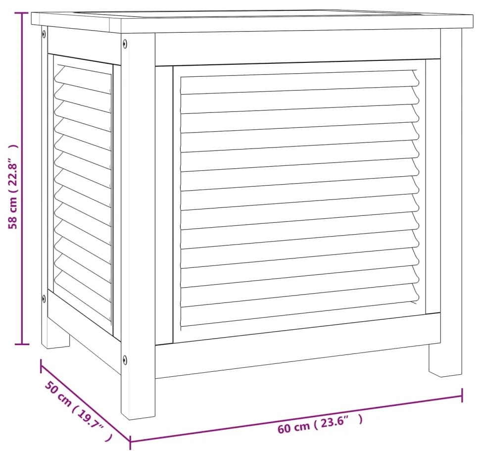 Μπαούλο Αποθήκευσης Κήπου με Τσάντα 60x50x58 εκ Μασίφ Ξύλο Teak - Καφέ