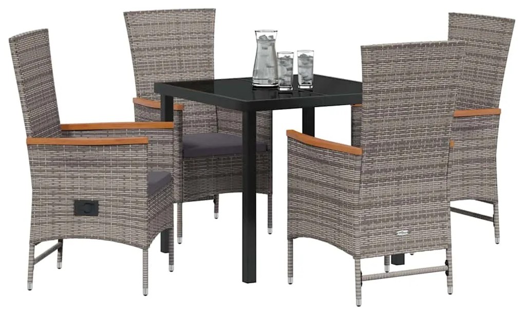 vidaXL Σέτ φαγητού για κήπο 5 pcs Γκρι Χάλυβας με επίστρωση πούδρας