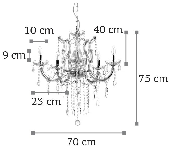 InLight Κρεμαστό φωτιστικό από χρώμιο μέταλλο γυαλί και κρύσταλλα (5244-6-Χρώμιο)