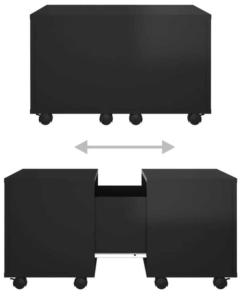 Τραπεζάκι Σαλονιού Γυαλιστερό Μαύρο 60x60x38 εκ. Μοριοσανίδα - Μαύρο