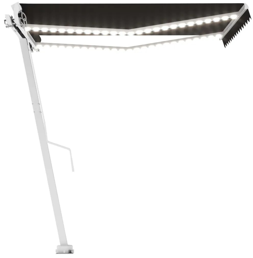 vidaXL Τέντα Συρόμενη Χειροκίνητη με LED Ανθρακί 350 x 250 εκ.