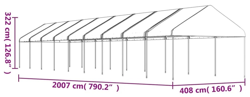 vidaXL Κιόσκι με Τέντα Λευκό 20,07 x 4,08 x 3,22 μ. από Πολυαιθυλένιο