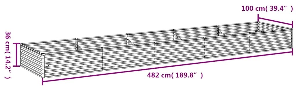 vidaXL Ζαρντινιέρα 482 x 100 x 36 εκ. από Ατσάλι Σκληρυθέν στον Αέρα