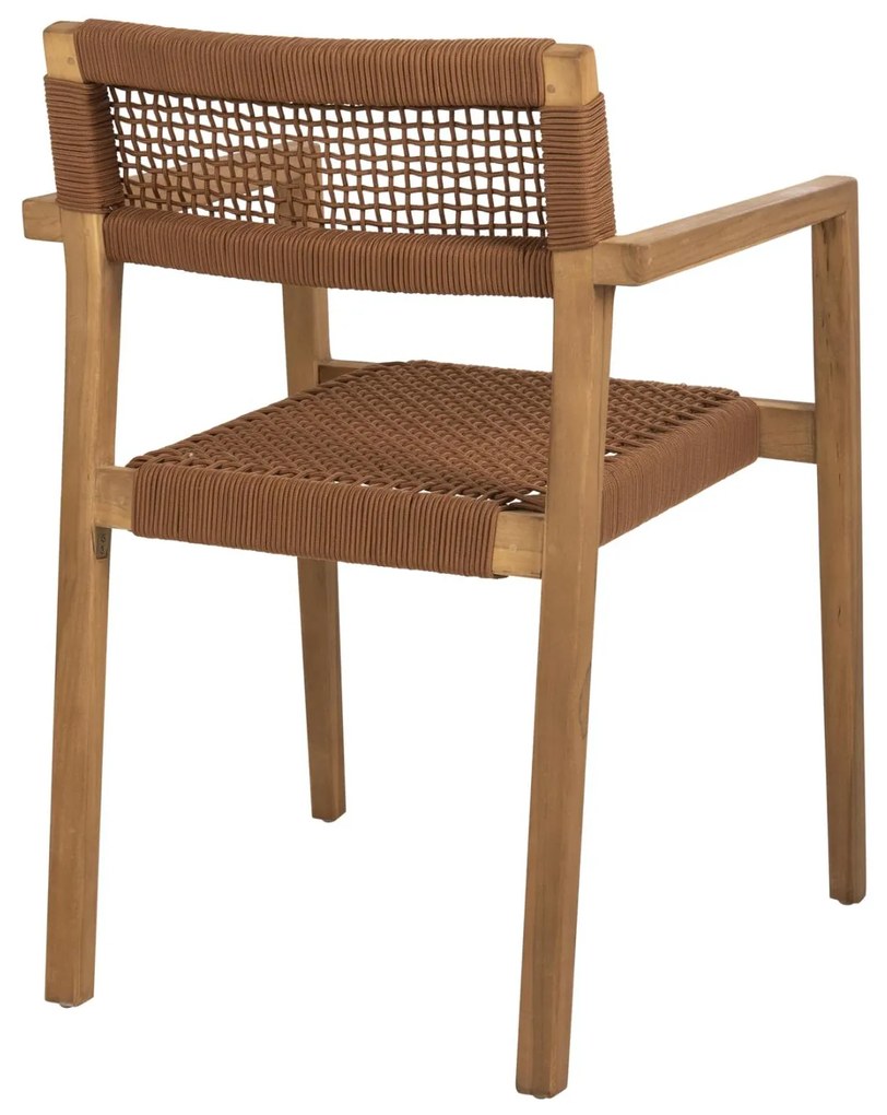 Πολυθρόνα CHARLOTTE Ξύλο Teak Φυσικό και Καφέ Σχοινί 59x54x83Y εκ. 59x54x83 εκ.