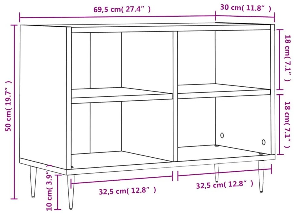 Έπιπλο Τηλεόρασης Καπνιστή Δρυς 69,5x30x50 εκ. Επεξεργ. Ξύλο - Καφέ