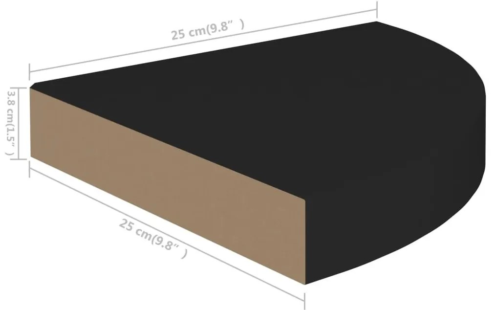 Ράφι Τοίχου Γωνιακό Μαύρο 25 x 25 x 3,8 εκ. από MDF - Μαύρο