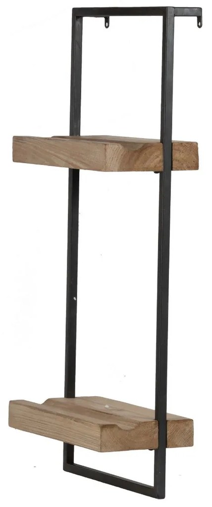 Artekko Shelves Ράφι Τοίχου με 2 Επίπεδα Μέταλλο Ξύλο Μάυρο Καφέ (30x15x69)cm Artekko 44748