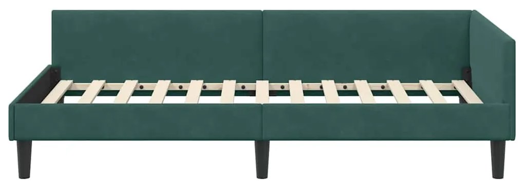 vidaXL Κρεβάτι Γωνίας με κεφαλάρι Σκούρο Πράσινο 90 εκ x 200 εκ