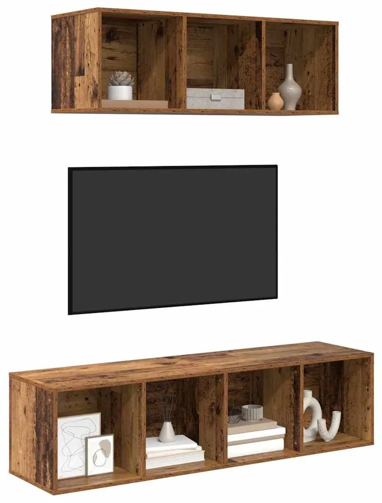 vidaXL Σετ Τηλεοπτικού Κάδου 2 pcs Παλαιό ξύλο 37 x 37 x 142.5 εκ