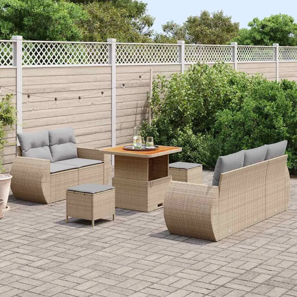 vidaXL Σετ Καναπέ Κήπου 8 pcs Μπεζ συνθετικό ρατάν