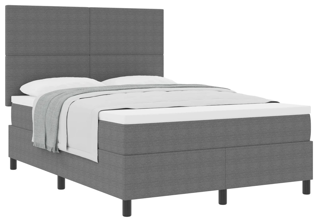 vidaXL Κρεβάτι Box Spring με Στρώμα Γκρι 140x200 εκ. Ύφασμα Καναπέ