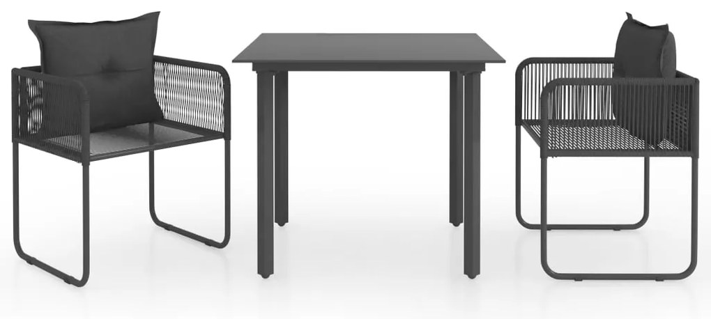 vidaXL Σετ Τραπεζαρίας Κήπου 3 τεμ. Μαύρο από Ρατάν PVC