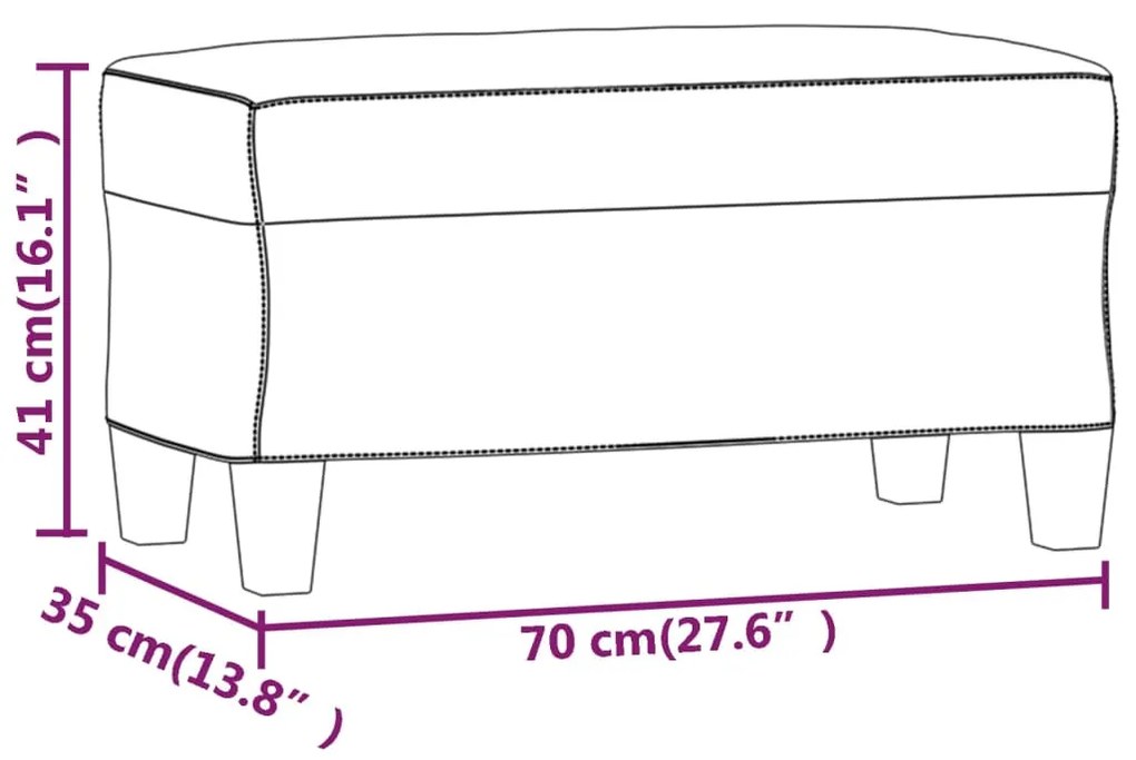 Πάγκος Γκρι 70 x 35 x 41 εκ. από Συνθετικό Δέρμα - Γκρι