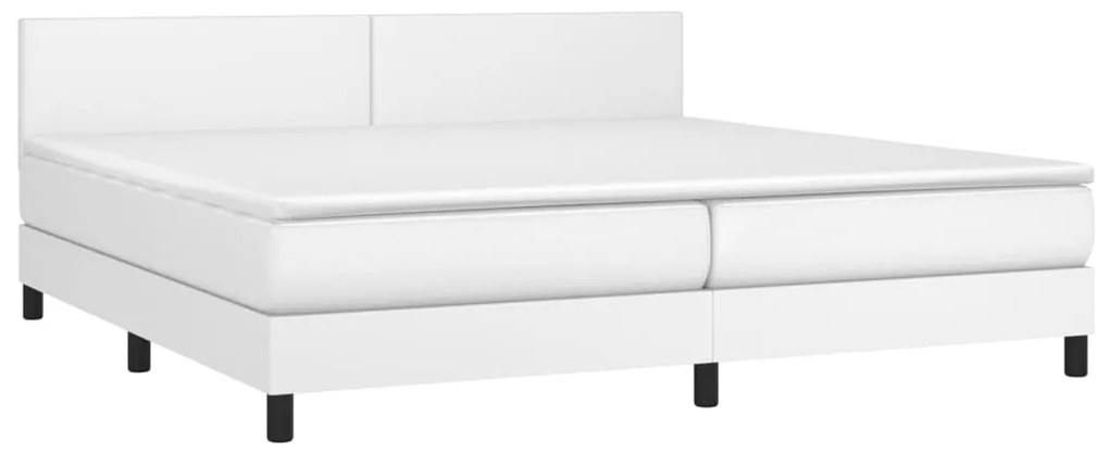 vidaXL Κρεβάτι Boxspring με Στρώμα &amp; LED Λευκό 200x200 εκ. Συνθ. Δέρμα