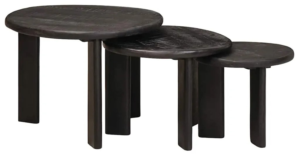 vidaXL Τραπεζάκια Καφέ Στερεών 3 pcs Λευκό Στερεό ξύλο μάνγκο