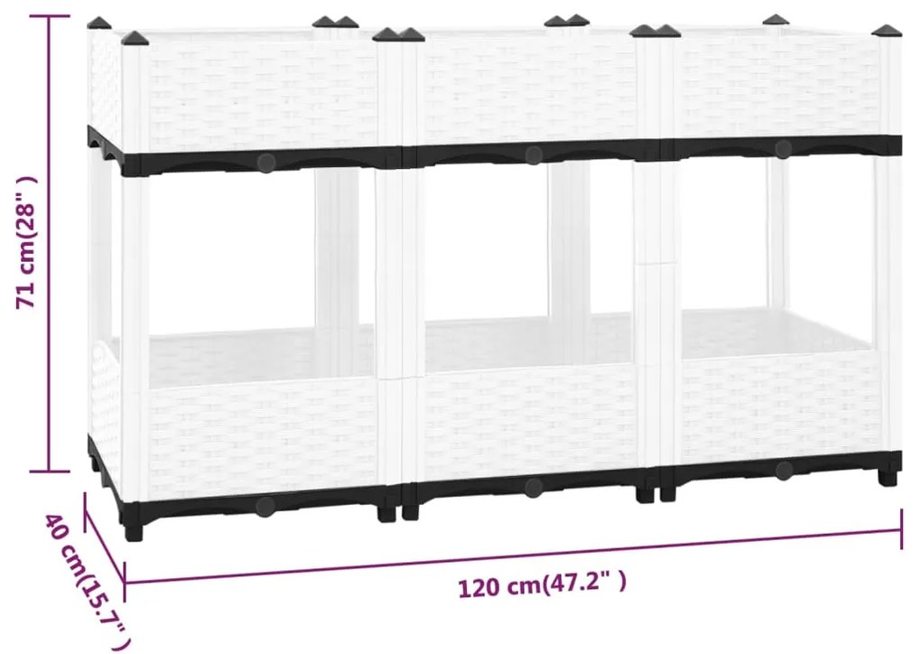 Ζαρντινιέρα 120 x 40 x 71 εκ. από Πολυπροπυλένιο - Γκρι