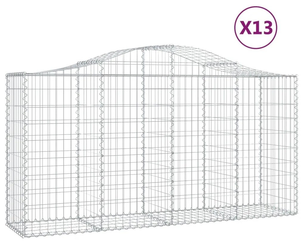 vidaXL Συρματοκιβώτια Τοξωτά 13 τεμ. 200x50x100/120 εκ. Γαλβαν. Ατσάλι