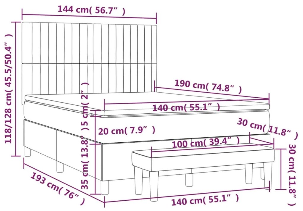 ΚΡΕΒΑΤΙ BOXSPRING ΜΕ ΣΤΡΩΜΑ ΜΠΛΕ 140X190 ΕΚ. ΥΦΑΣΜΑΤΙΝΟ 3137315