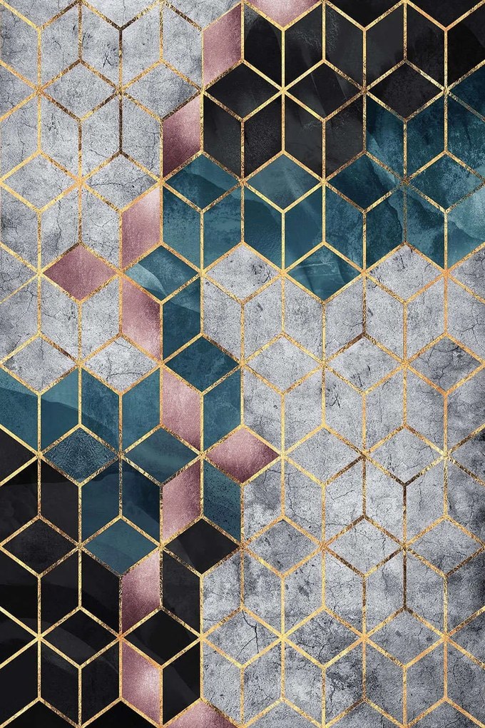 Χαλί Hmnt774 478HFT1238 Petrol-Gold Conceptum Hypnose 100X150cm