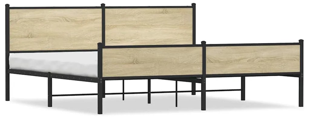 vidaXL Σκελετός Κρεβ. Χωρίς Στρώμα Sonoma Δρυς 200x200 εκ. Μεταλλικό