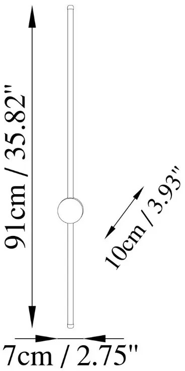 Απλίκα τοίχου Led Trooper Megapap μεταλλική χρώμα γκρι 7x10x91εκ.