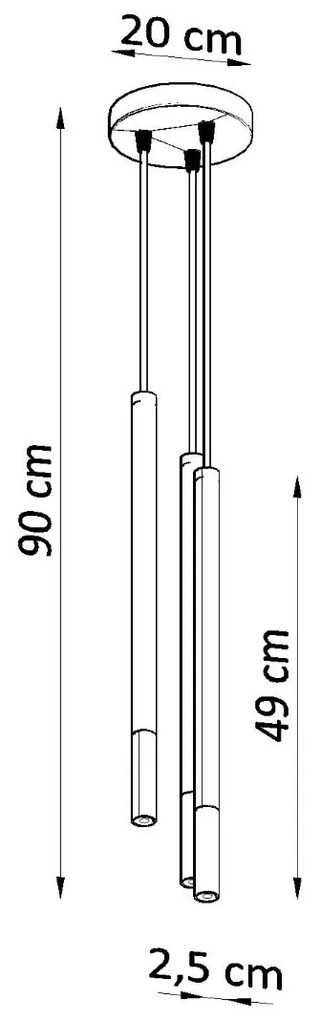 Sollux Κρεμαστό φωτιστικό Mozaica 3,ατσάλι,3xG9/12w,μαύρο,χρυσό