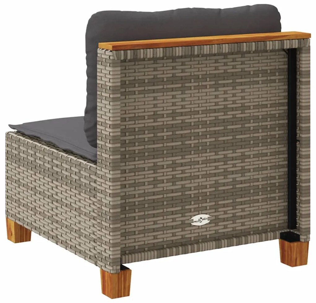 vidaXL Καναπές Κήπου Χωρίς Μπράτσα Γκρι Συνθετικό Ρατάν με Μαξιλάρια