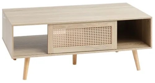 VEVOR Rattan Coffee Table Rectangle Rattan Coffee Table 2-Tier for Living Room