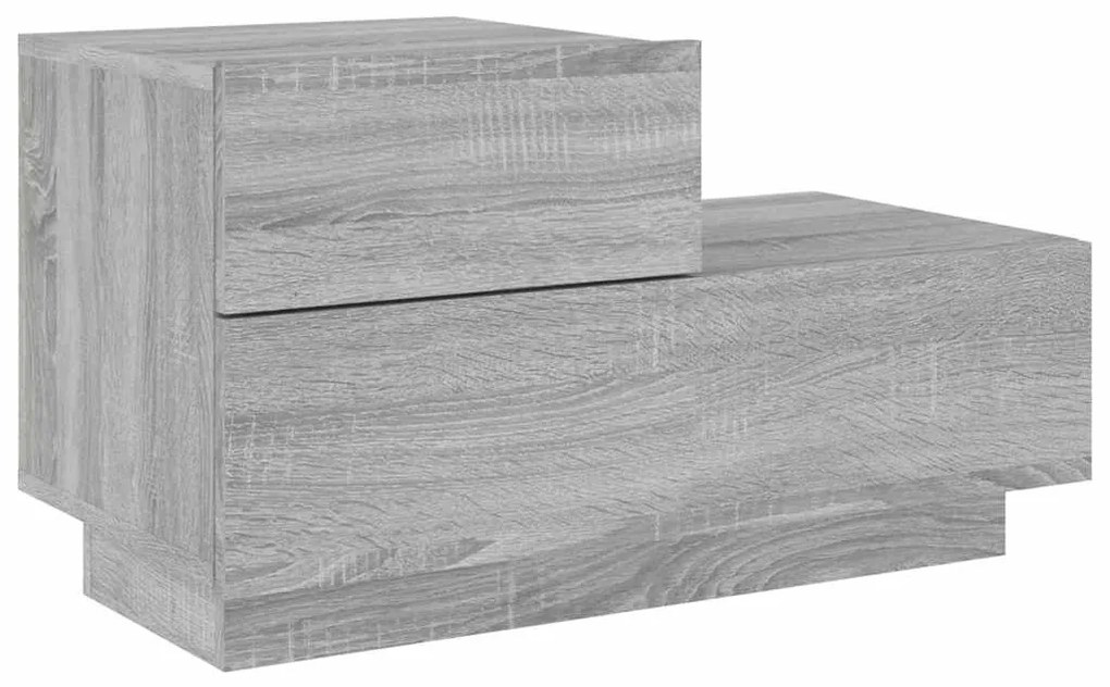 vidaXL Κομοδίνο με Φώτα LED Γκρι Sonoma 70 x 36 x 40,5 εκ.