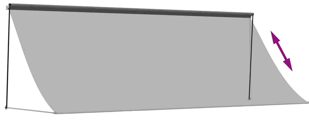 vidaXL Τέντα Συρόμενη Ανθρακί 400 x 150 εκ. από Ύφασμα και Ατσάλι