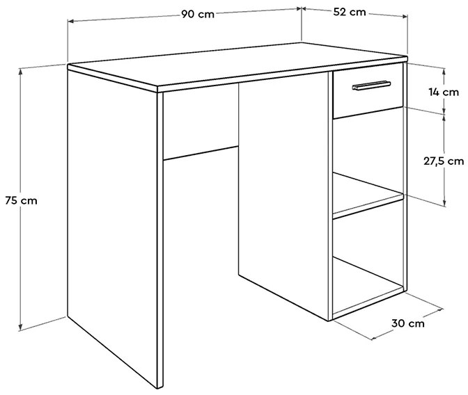 Γραφείο Concept Megapap σε χρώμα καρυδί 90x52x75εκ.