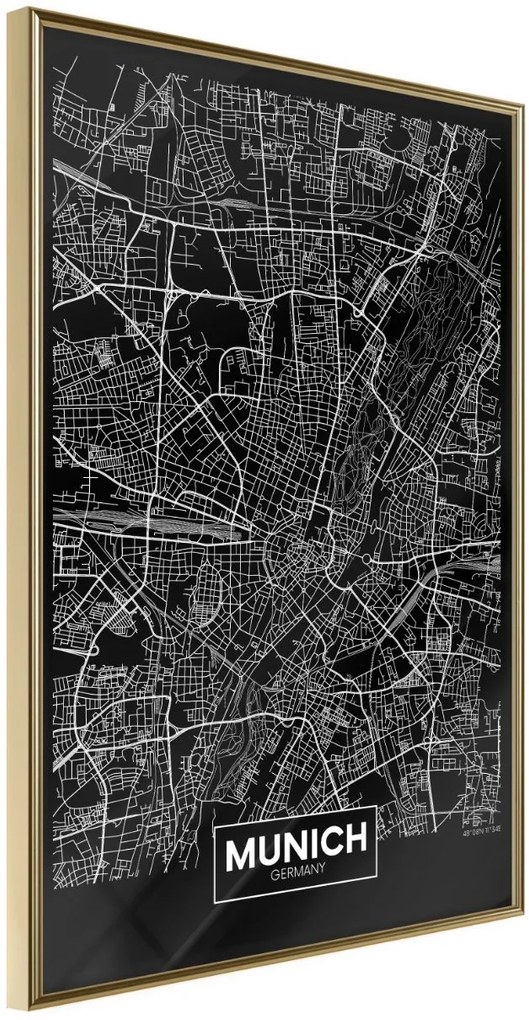 Αφίσα - City Map: Munich (Dark) - 40x60 - Χρυσό - Χωρίς πασπαρτού