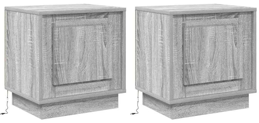 vidaXL Κομοδίνο με 2 pcs Γκρι 44 x 34.5 x 45 εκ Επεξεργασμένο ξύλο