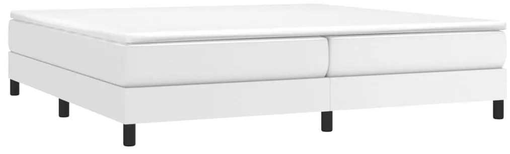 vidaXL Κρεβάτι Boxspring με Στρώμα Λευκό 200x200 εκ. Συνθετικό Δέρμα