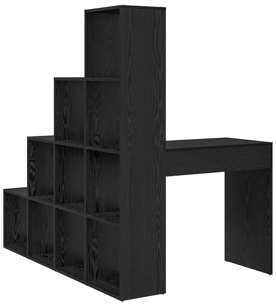 vidaXL Γωνιακό γραφείο με ράφι Μαύρη δρυς 101.5 x 149.5 x 149.5 εκ.