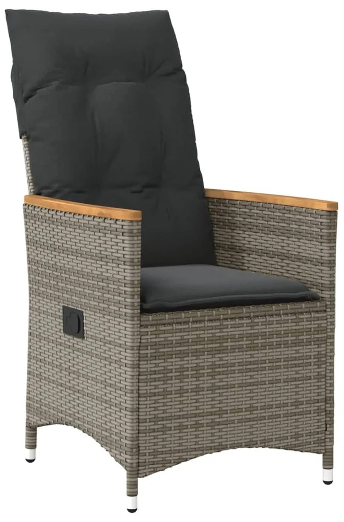 vidaXL Καρέκλες Κήπου Ανακλ/νες 2 τεμ. Γκρι Συνθ. Ρατάν + Μαξιλάρια