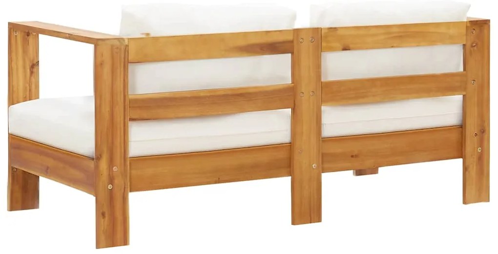 vidaXL Καναπές Κήπου με Μαξιλάρι Λευκό Κρεμ 140 εκ. Μασίφ Ξύλο Ακακίας